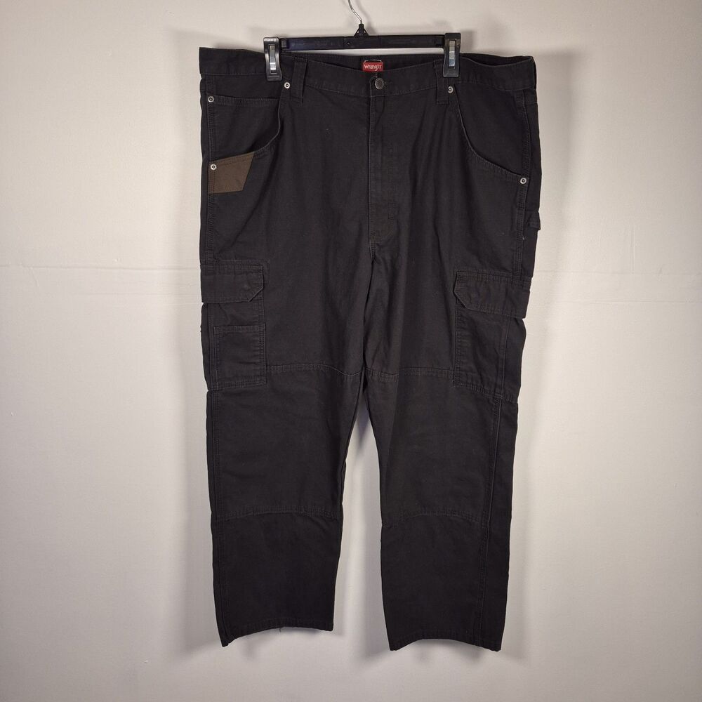 Wrangler Workwear Men's 42 x 30 Cargo Pants Black Ripstop Relaxed Boot